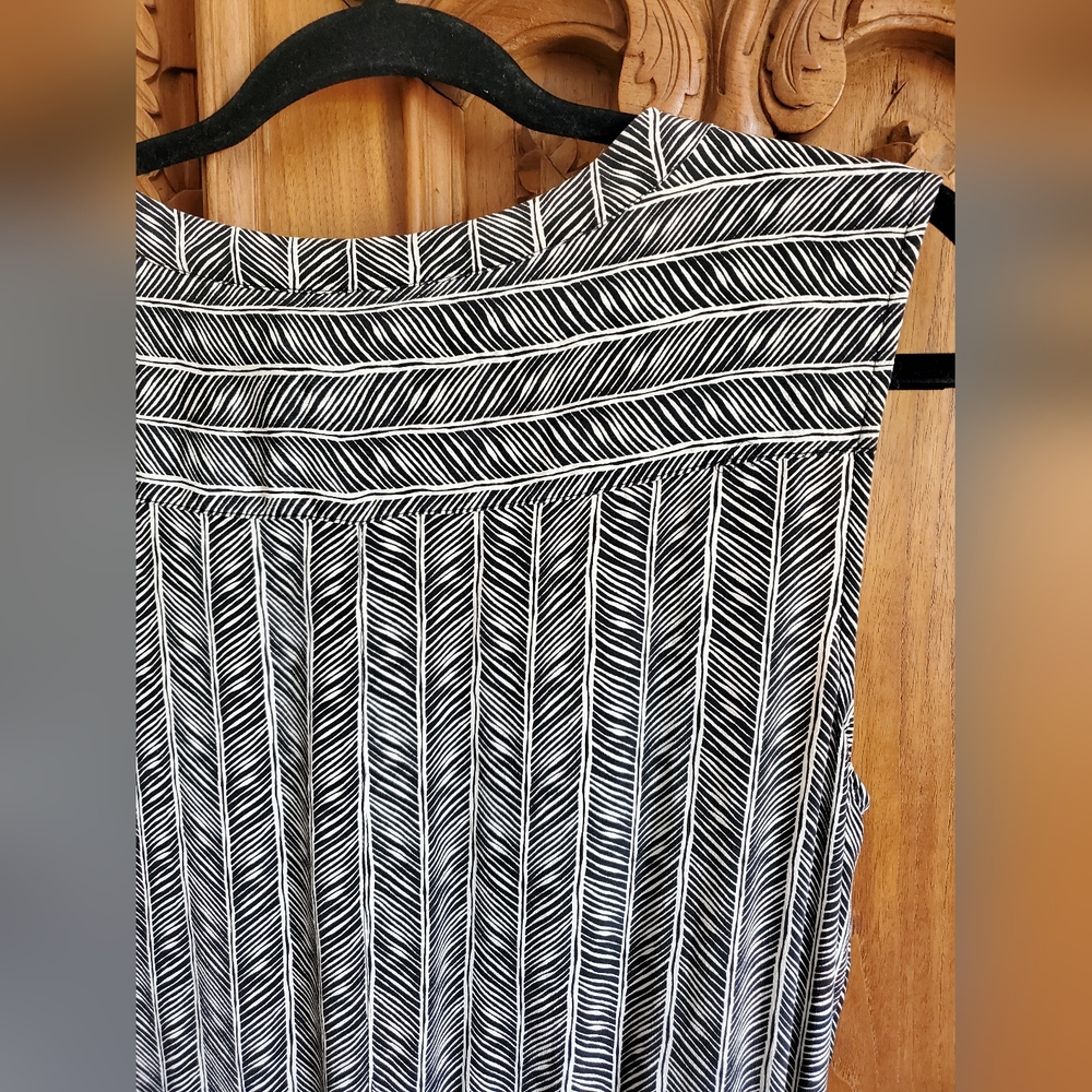 PENDELTON herringbone Pattern MIDI SILK Dress Sleeveless Buttondown Size Medium - Picture 2 of 12